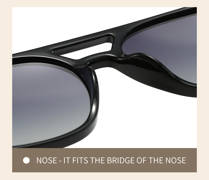 Black Retro Double Bridge Square Frame Polarized Sunglasses - Driving Sun Protection Eyewear — image 5