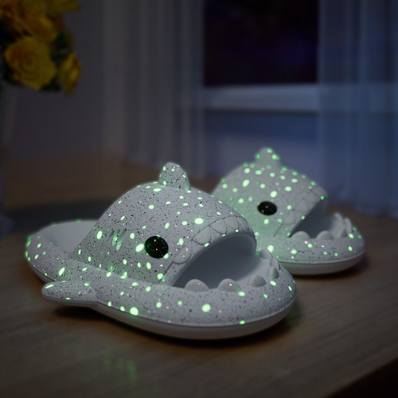 Ladies Shark Slippers Glowing Glitter Slippers Quick-Dry Slippers Non-Slip EVA - Blue - Size 40 — image 2