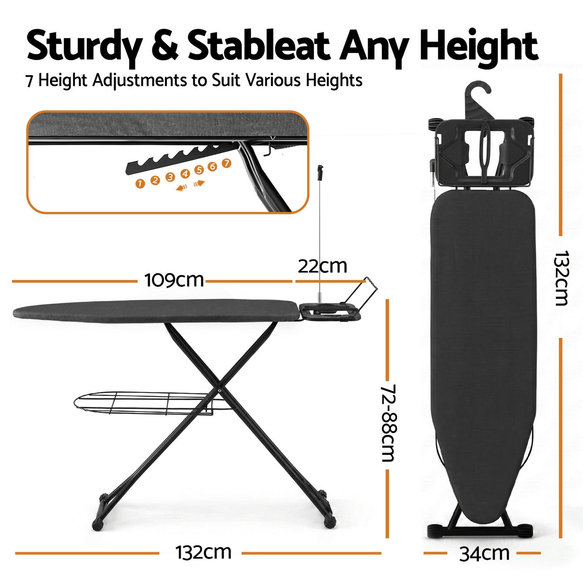 Artiss Foldable Ironing Board with Iron Rest Ironing Board for Laundry Room โ image 3