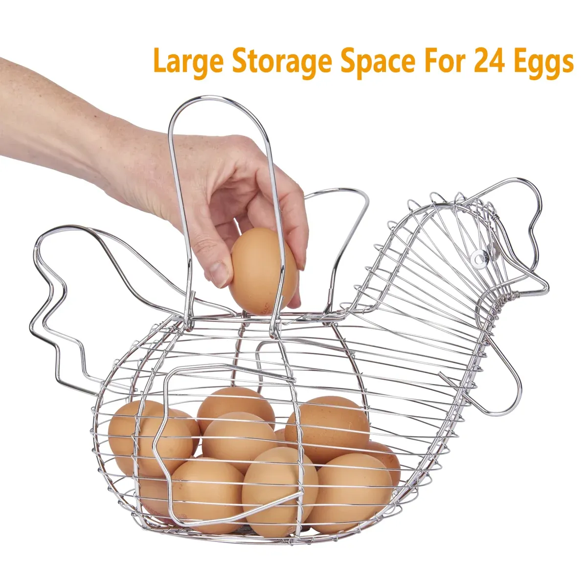 Egg Storage Basket Hollow Iron Wire Container Kitchen Holder Rack for Display — image 4