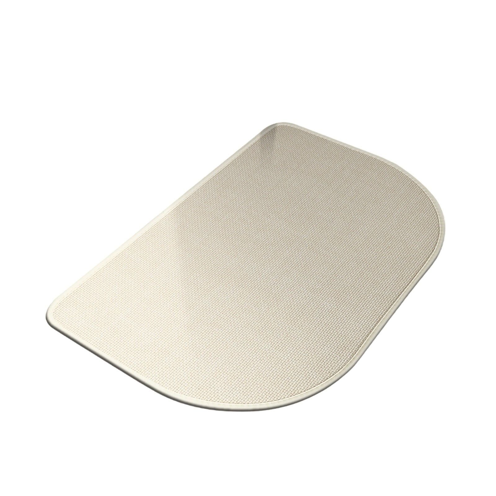 Beige Half Oval Linen Like Floor Mat, Anti Slip Door Mat for Entryway, 23.6 x 15.7 in โ image 2