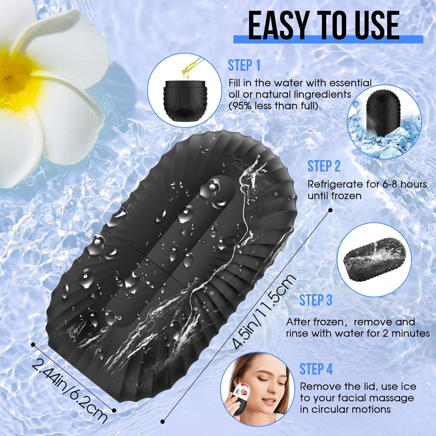 Ice Roller for Face and Eye, Silicone Ice Facial Roller Ice Holder, Face Ice Mold Skin Care, Face Icers Reusable Ice Cube Roller for Shrink Pores Anti Wrinkle โ image 2