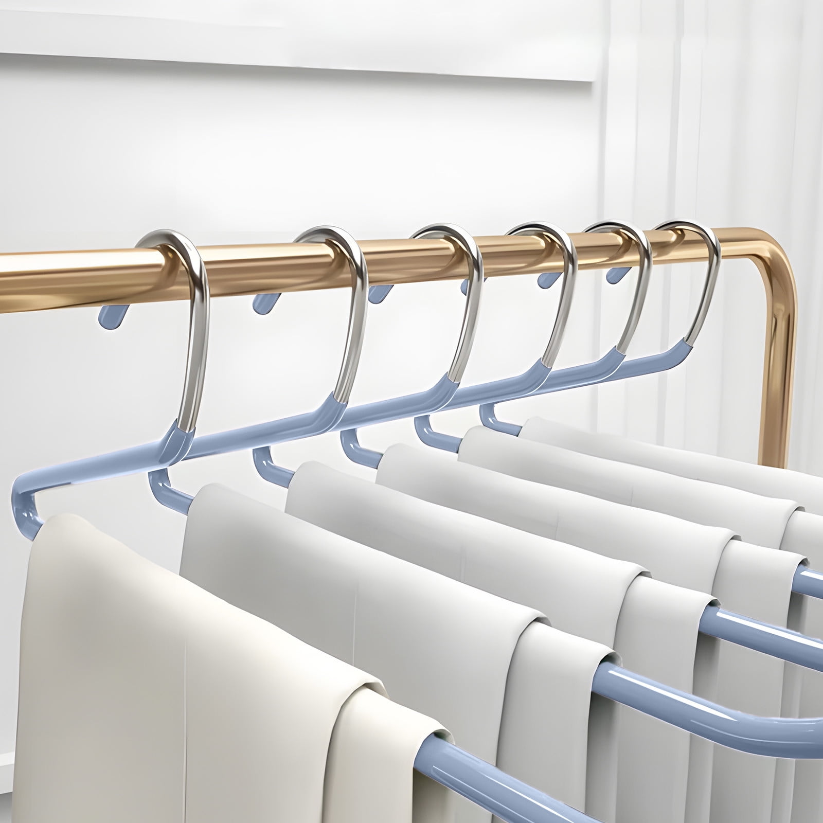 Heavy Duty Metal Pants Hangers, Jean Hangers for Closet, Open Ended Clothes Hanger for Pant Slack Trouser Scarf, Space Saving, Non Slip 14×4.7 in Pink — image 6