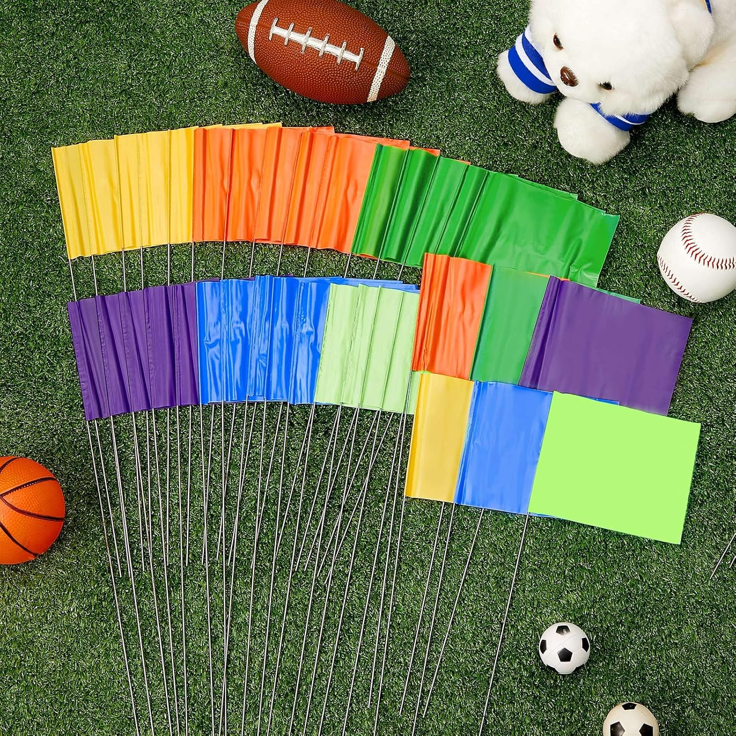 Amylove 300 Pcs Marking Flags 15 x 4 x 5 Inch Marker Flags for Lawn Yard Survey for Lawn Irrigation Landscape Fence Sprinkler Pet Training(Regular Color) โ image 6