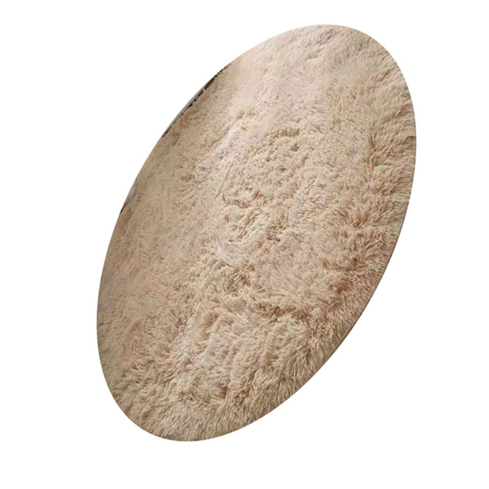 Floor Carpet Polyester Fiber Round Nordic Style Long Plush Soft Shaggy Rug for Home Bedroom Beige โ image 4