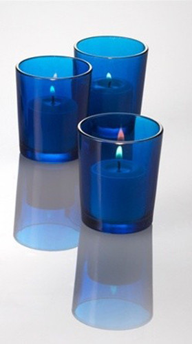 40 Pack Blue Glass Votive Tealight Candle Holders House Party Centerpiece Xmas Wedding Decor Glass Candlestick Party Decorations Bridal Baby Shower — image 4