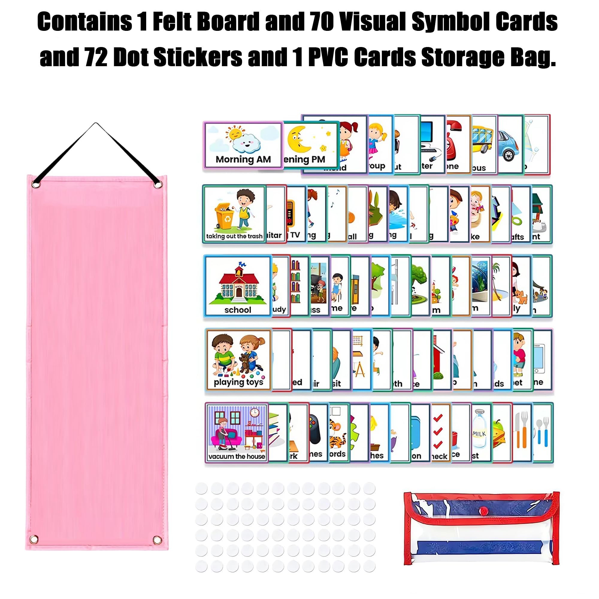 Kids Visual Schedule Calendar Chart, 2 in 1 Autism Learning Materials with 70 Cards Autism Learning Materials Kids Visual โ image 5