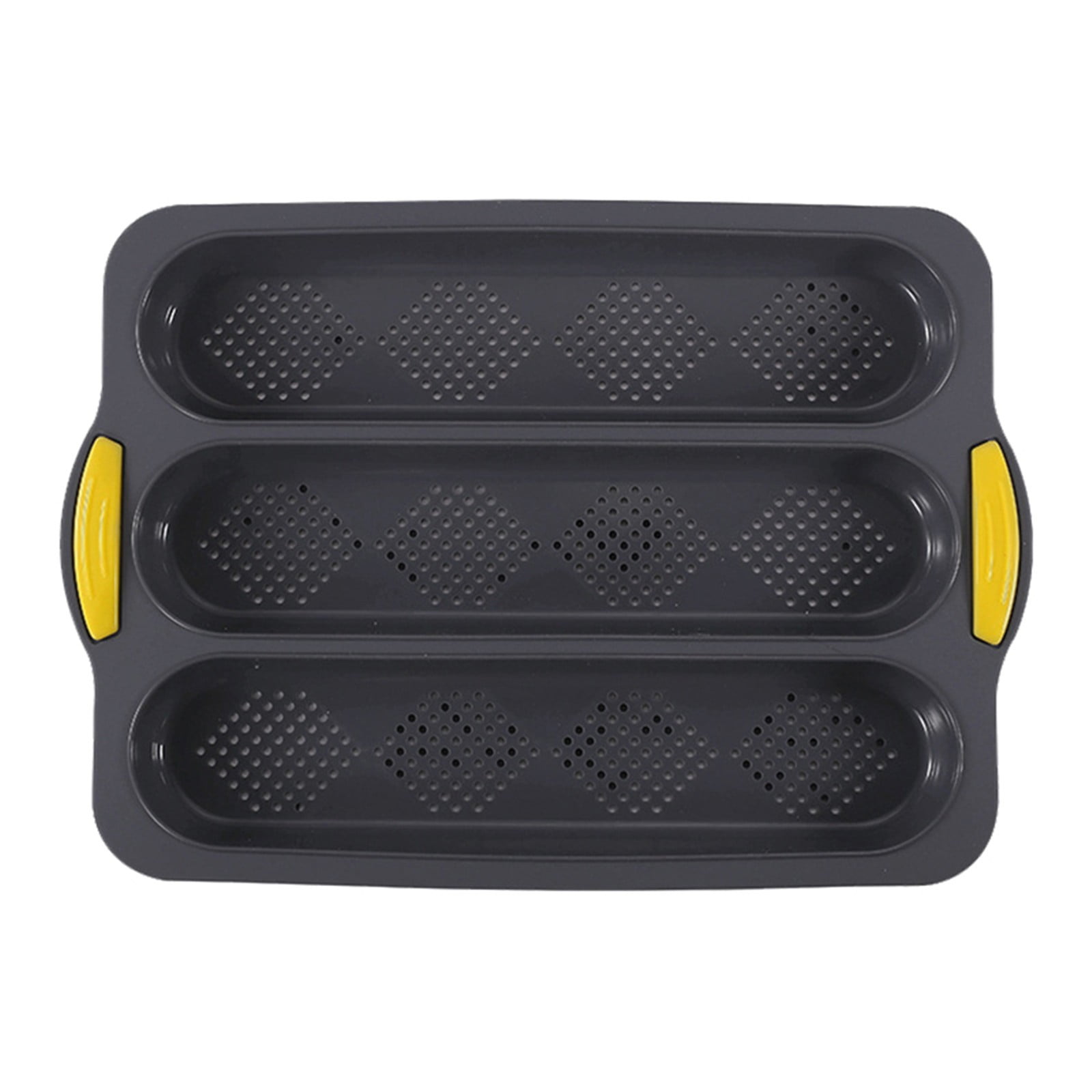 3-Slot French Bread Pan - Non Stick Silicone Baguette Mold for Hoagie, Sub Roll & Hot Dog Buns - Oven Safe Baking Tray with Vent Holes (Beige) Clearance D — image 2