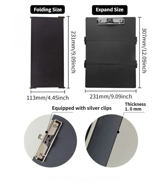 Blue Waterproof Aluminum Tri-Fold Nursing Clipboard with Pen Slot - Lightweight Pocket-Sized A4 Document Holder & 180° Flat Writing Pad — image 3