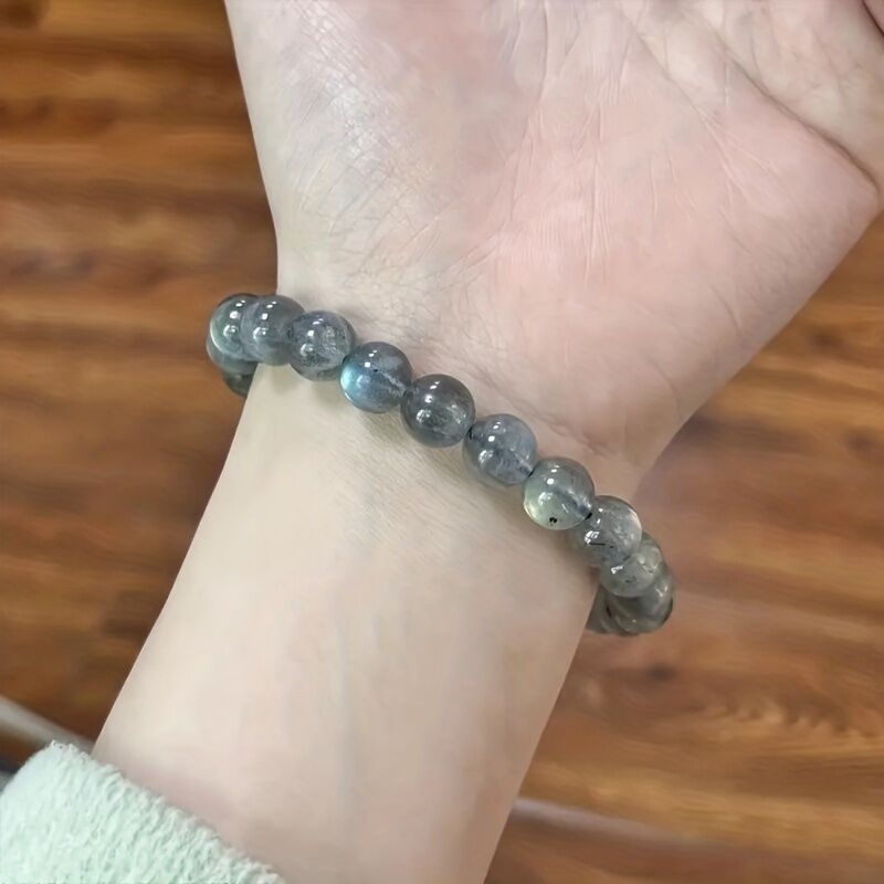 Natural Labradorite Bracelet - Handmade Bohemian-style Jewelry, Featuring Iridescent Stone with 8mm Beads, for Chakra and Positivity - A Labradorite Gemstone — image 2