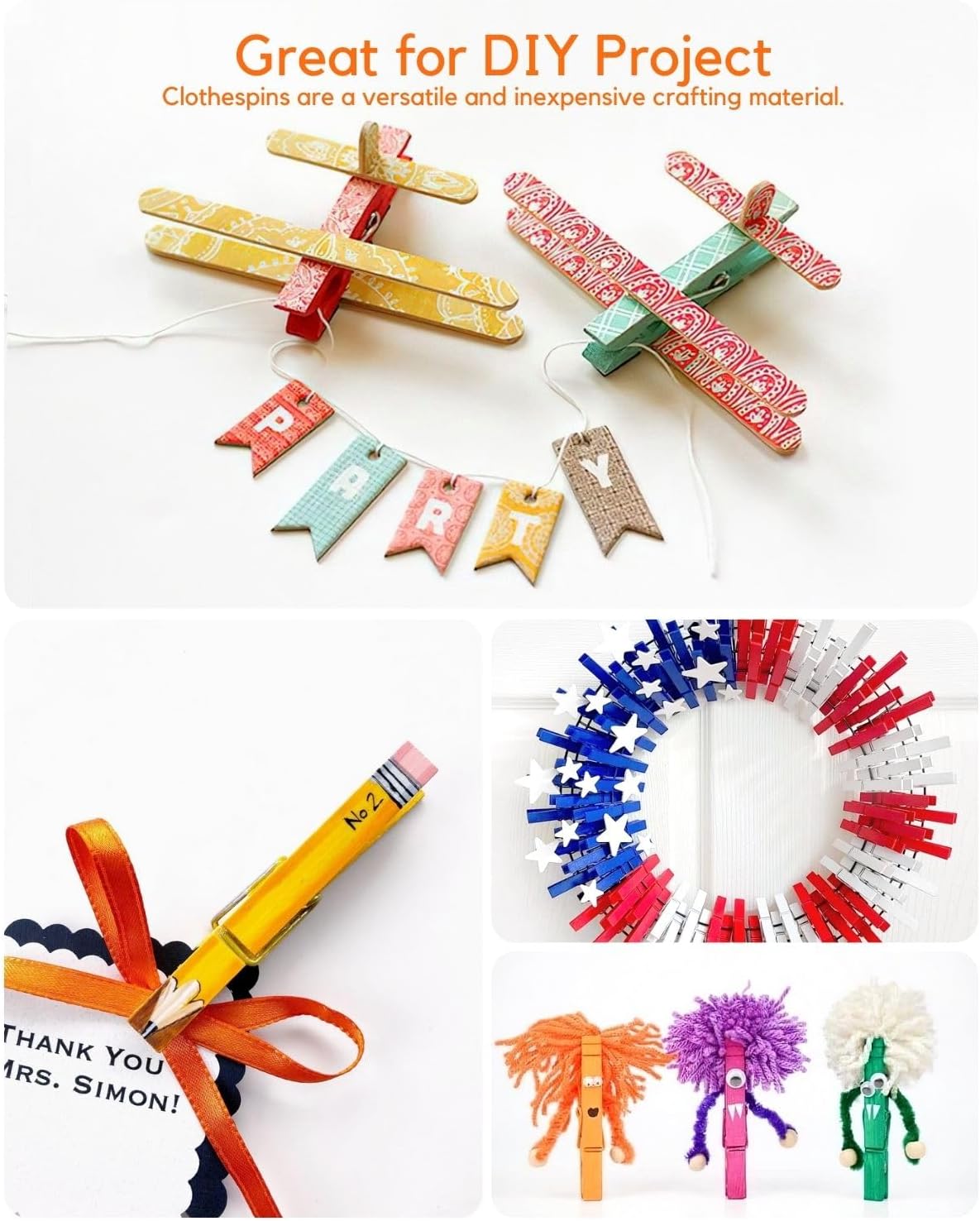 Colored Clothespins, Colorful Clothes Pins Wooden Clips Rainbow Colors 50 Pack Decorative Crafts Pegs Photos Pictures Decoration Clip Clothing Hanging โ image 6