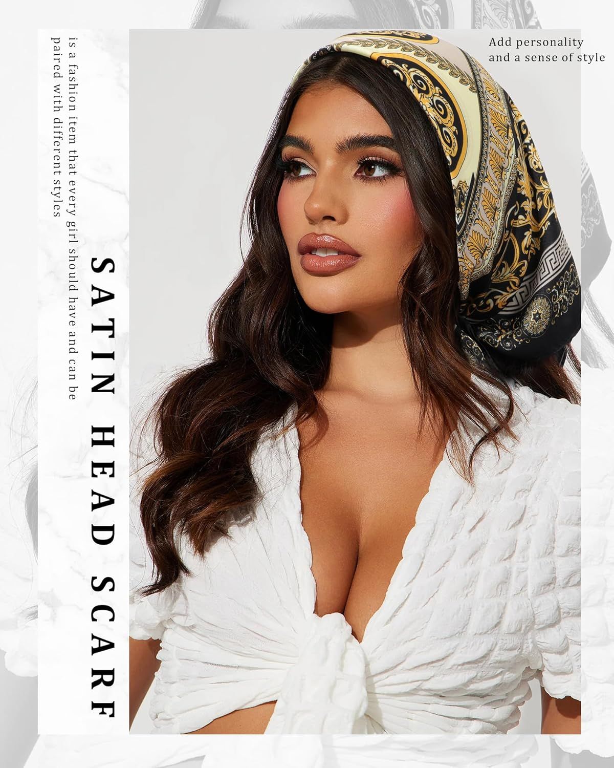 27.5” Satin Head Scar or Women Like Silk Scar Hair Bandanas Women 2Pcs Satin Neck Scar Headscar Hair Wrap — image 5