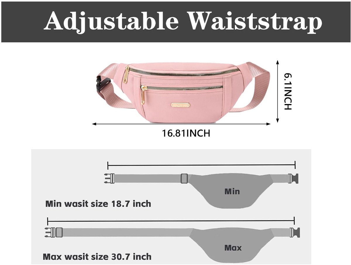 Fanny pack - Travel wallet - Money belt - Fanny pack - Men's and women's fanny pack - Travel - Outdoors - Walking - Sports - Phone bag - Pink - Fashion — image 2