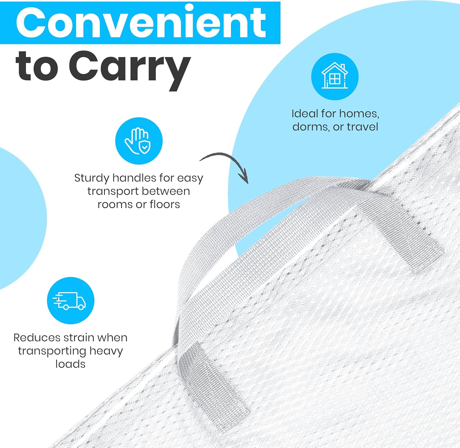 Large Mesh Laundry Bags - 2-Pack Heavy Duty with Handles & Drawstring - Machine Washable Net Laundry Sacks for College Dorm, Camp, Travel, Bedding & Clothes — image 6
