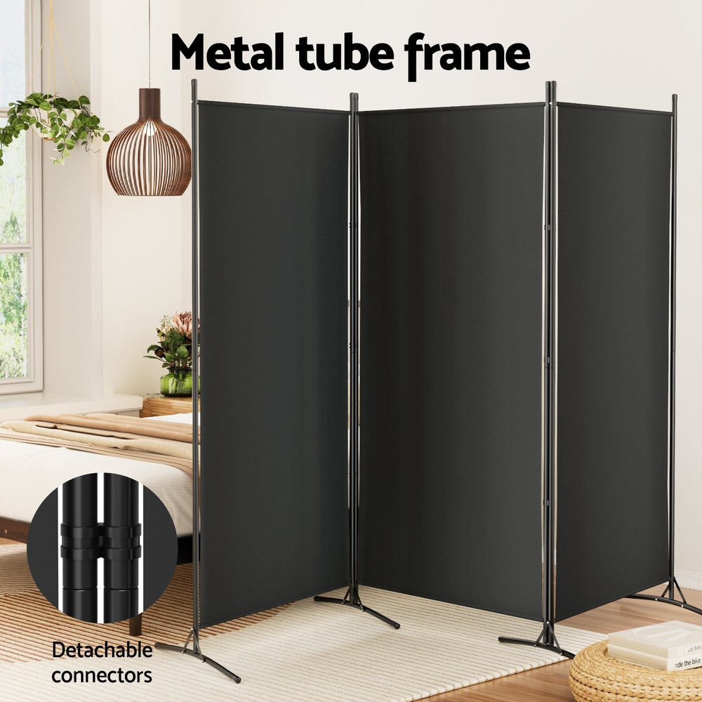 Artiss 3 Panel Room Divider Screen 260x180cm Fabric Black โ image 4