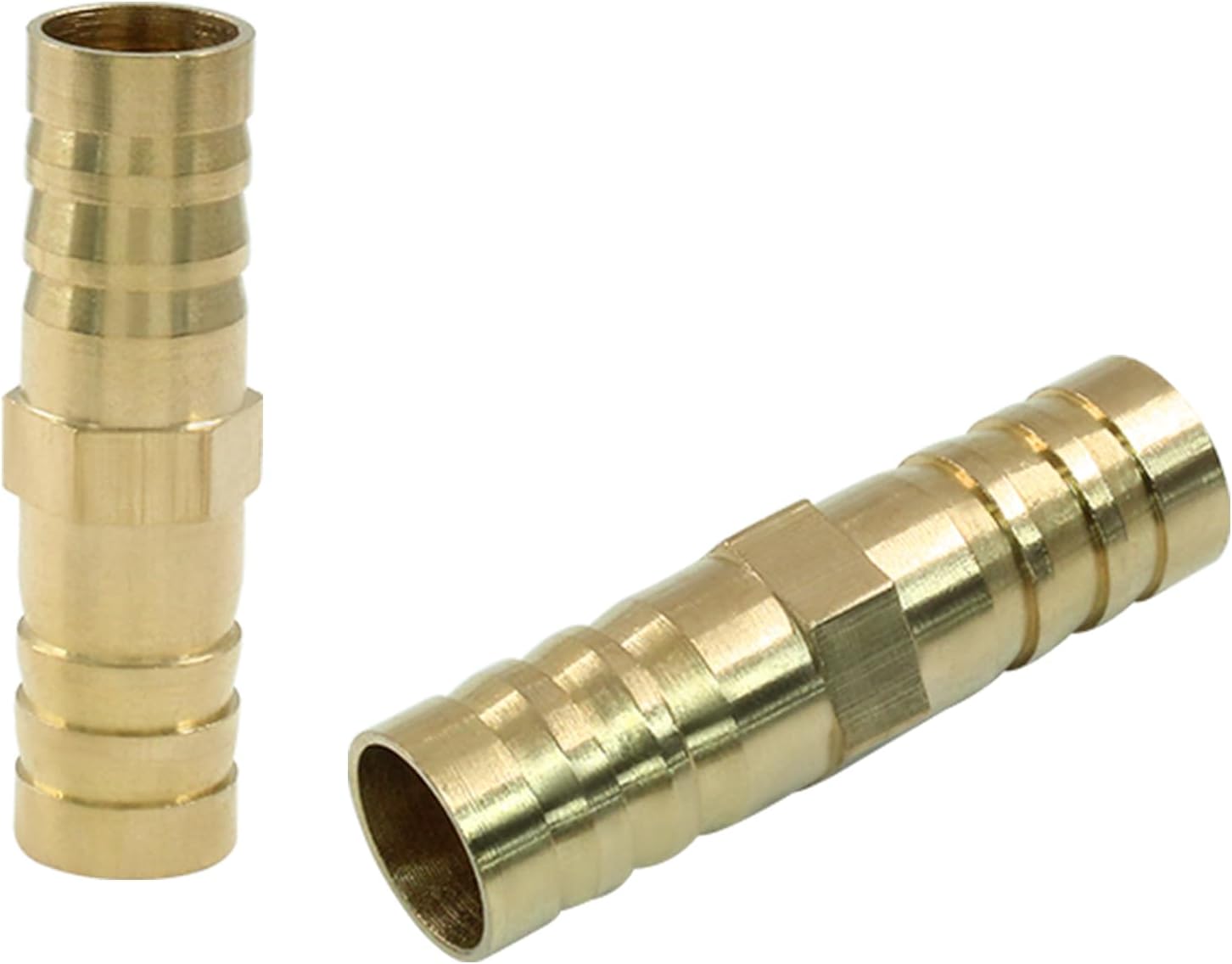 6Pcs Brass Hose Barb Fitting, 1/2" to 1/2" Barb Splicer Mender Hose Fittings Brass Hose Barb Adapter with Pipe Hose Clamp for Air Water Fuel Oil — image 4