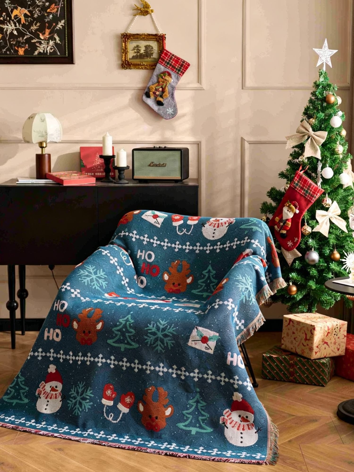 Soft Home Rest Throw Blanket, Christmas & Halloween Themed Decor Tapestry, Comfortable Lunch Break Blanket, Fairy‑tale Cat Swirl Print, 157x130cm — image 6