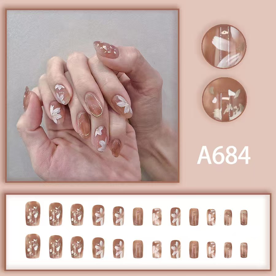 12 boxes / 288 pieces, white light luxury fashion French ins style flash sweet cool simple empress spicy girl new spring wear nail set โ image 6