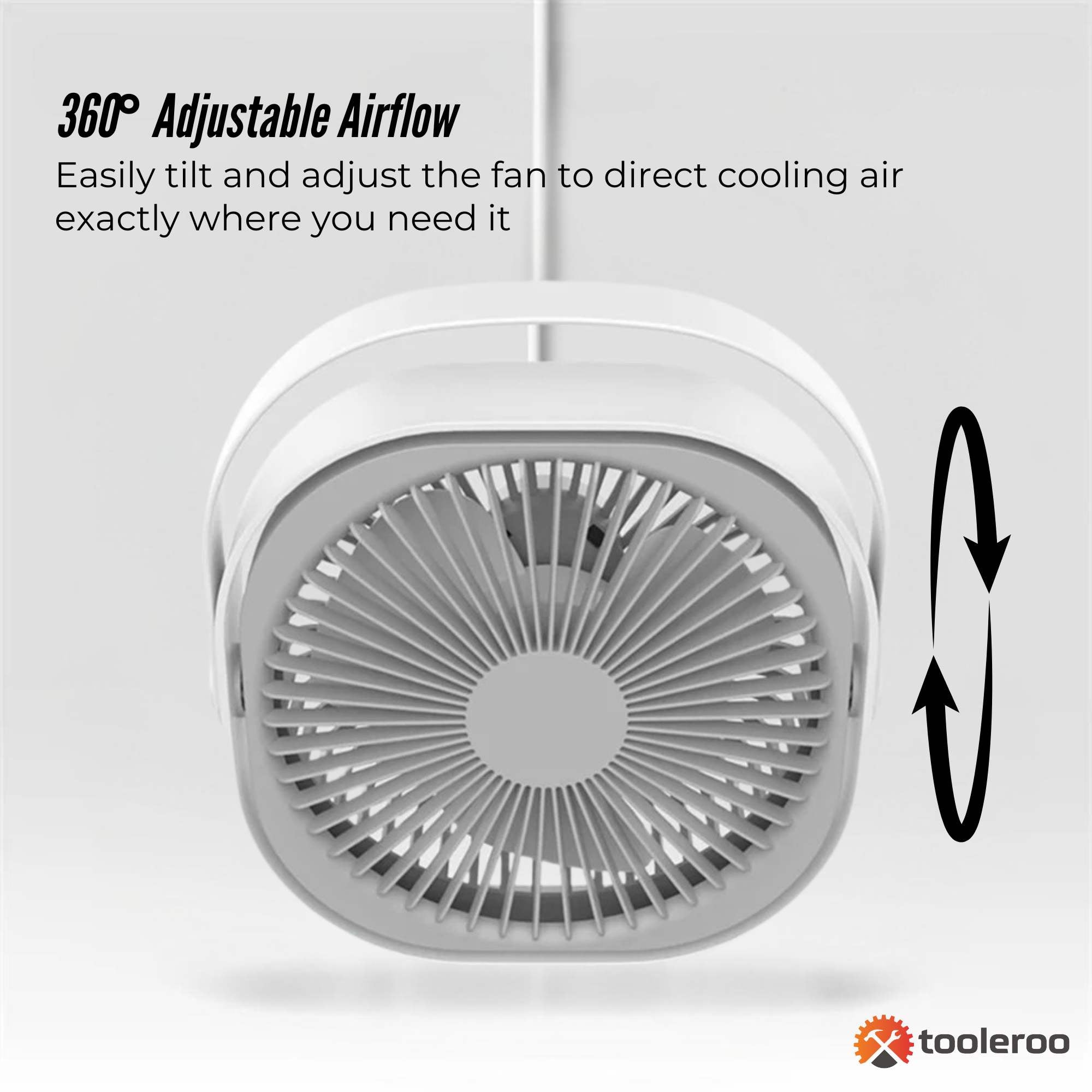3-Speed USB 20cm Desktop Fan - Quiet Portable Lightweight Rechargeable Cooler — image 5