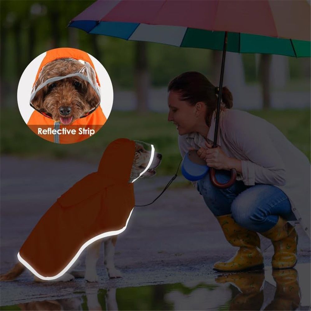 Dog Raincoat, Adjustable Dog Rain Jacket with Clear Hooded Layer for Large Medium Small Dogs Puppies, Waterproof Rain Coat Poncho with Reflective Storage — image 5