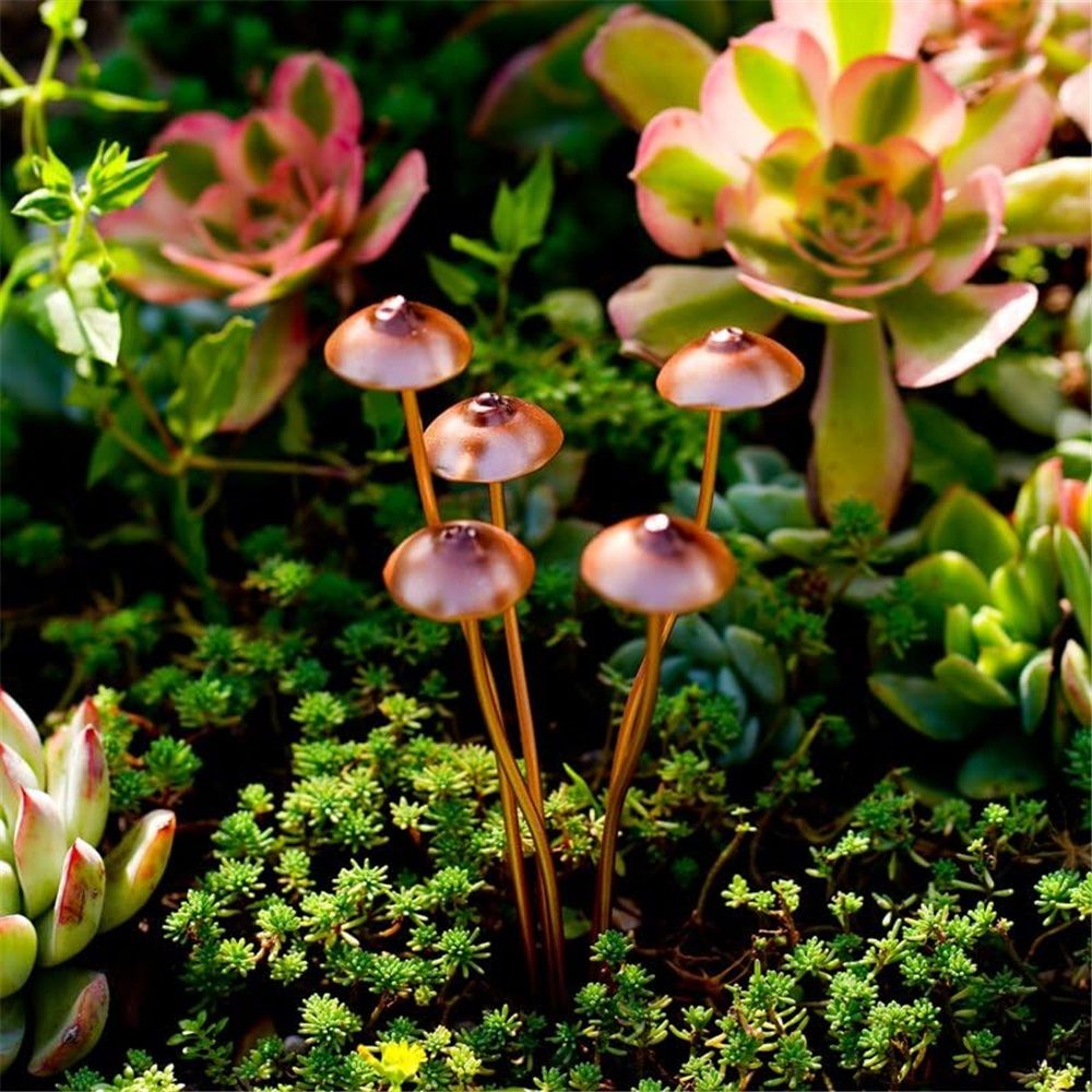 2pcs Metal Mushroom Garden Statue Stake,Flower Pot Decoration,Outdoor Statue Mushroom Ground Decoration for Garden Patio Lawn Yard Plant Decorations,Outdoor — image 4