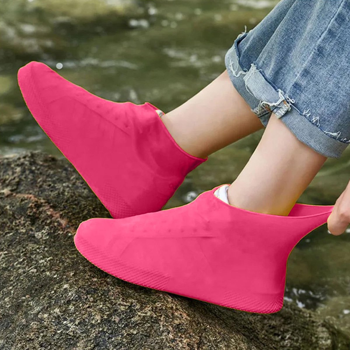 Overshoes - 1 Pair - Waterproof Silicone Overshoes - Reusable, Non-slip, Suitable for Outdoor Activities (Pink - Size M) — image 2