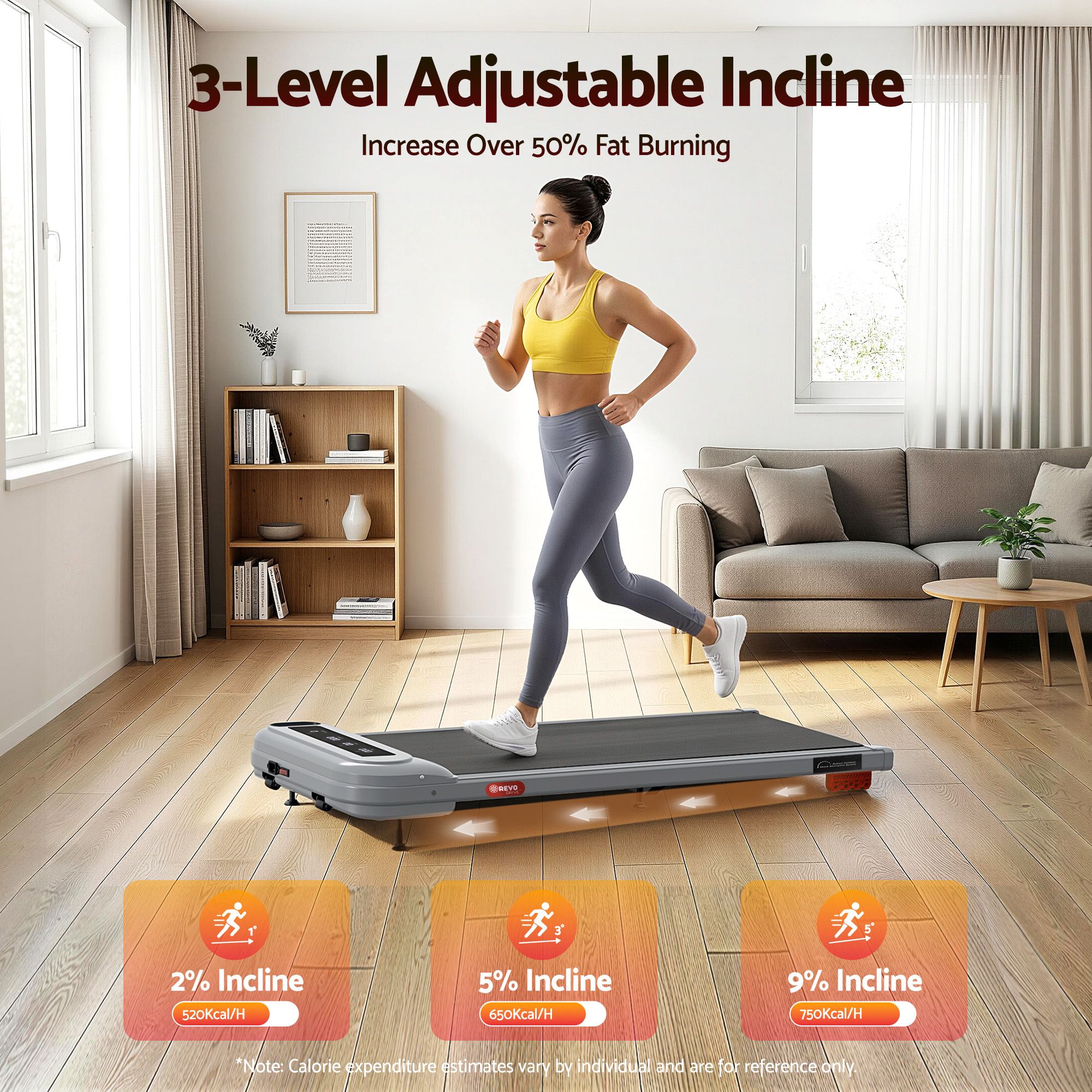Everfit 3 in 1 Treadmill Electric Walking Pad with Incline Under Desk Home Gym Grey โ image 4