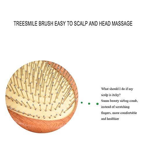 Wooden Steel Needle Hair Brush Pin Hairbrush Scalp Massage Improve Hair Health Wood Paddle Detangling Comb — image 4
