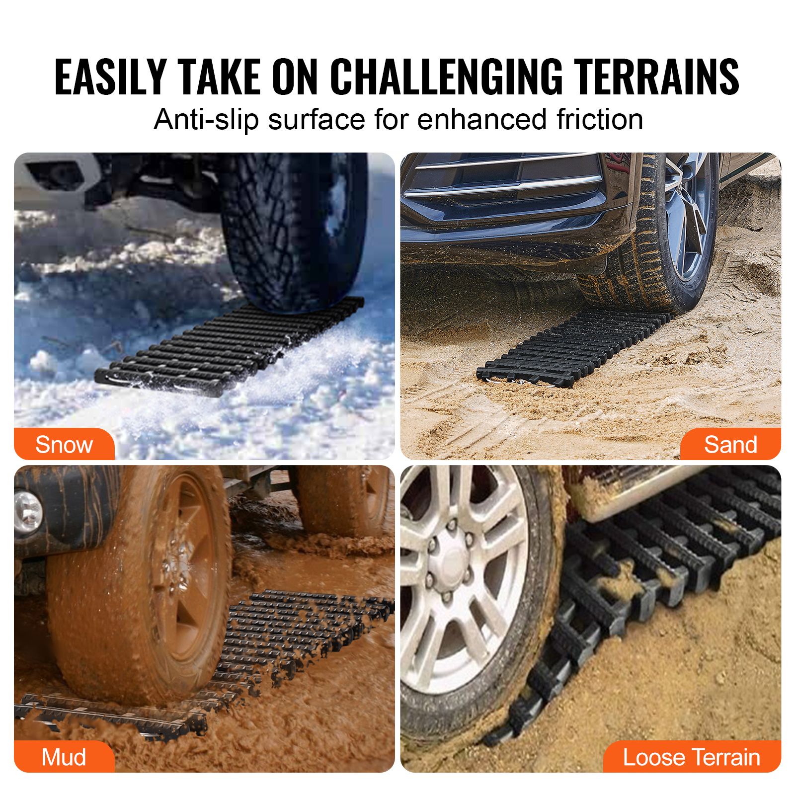 7 TON Traction Boards with TPR Material, Recovery Boards for Off-road Vehicles/Cars/Pickups/SUVs/RVs, Pair Tire Traction Mats on Snow, Sand, Mud and Loose — image 4
