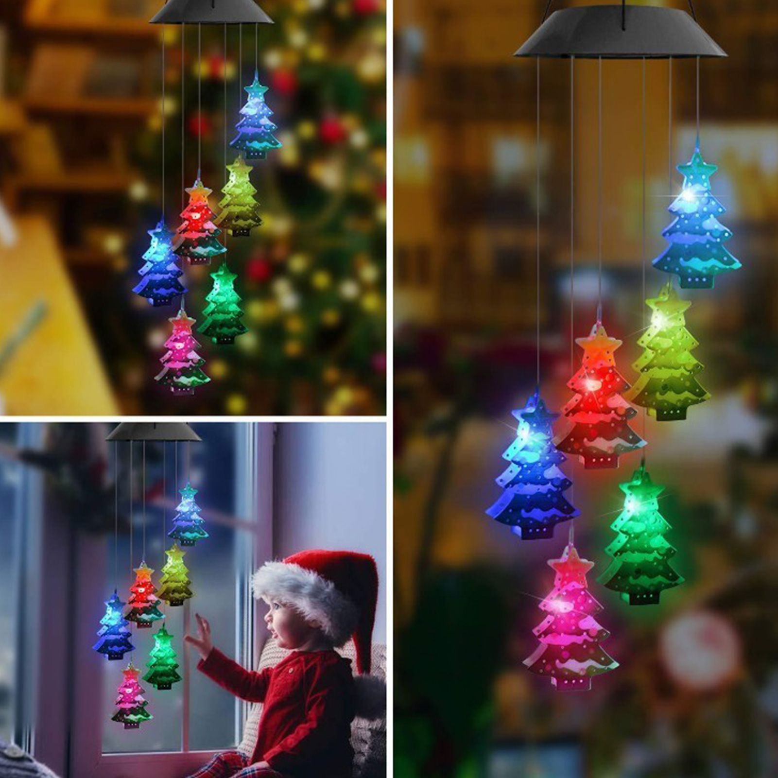Yard Solar Wind Chime Light LED Solar Powered Wind Chimes Hanging Lamp for Patio Garden — image 2