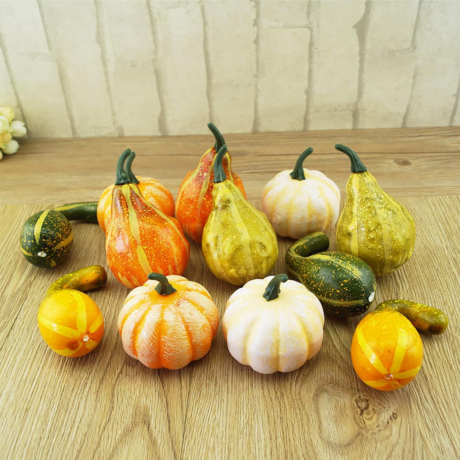 12 Pcs Artificial Pumpkins and Gourds Set, Small Faux Foam Pumpkins Artificial Vegetables for Halloween Fall Thanksgiving Party Table Decoration Supply (12pcs) โ image 3