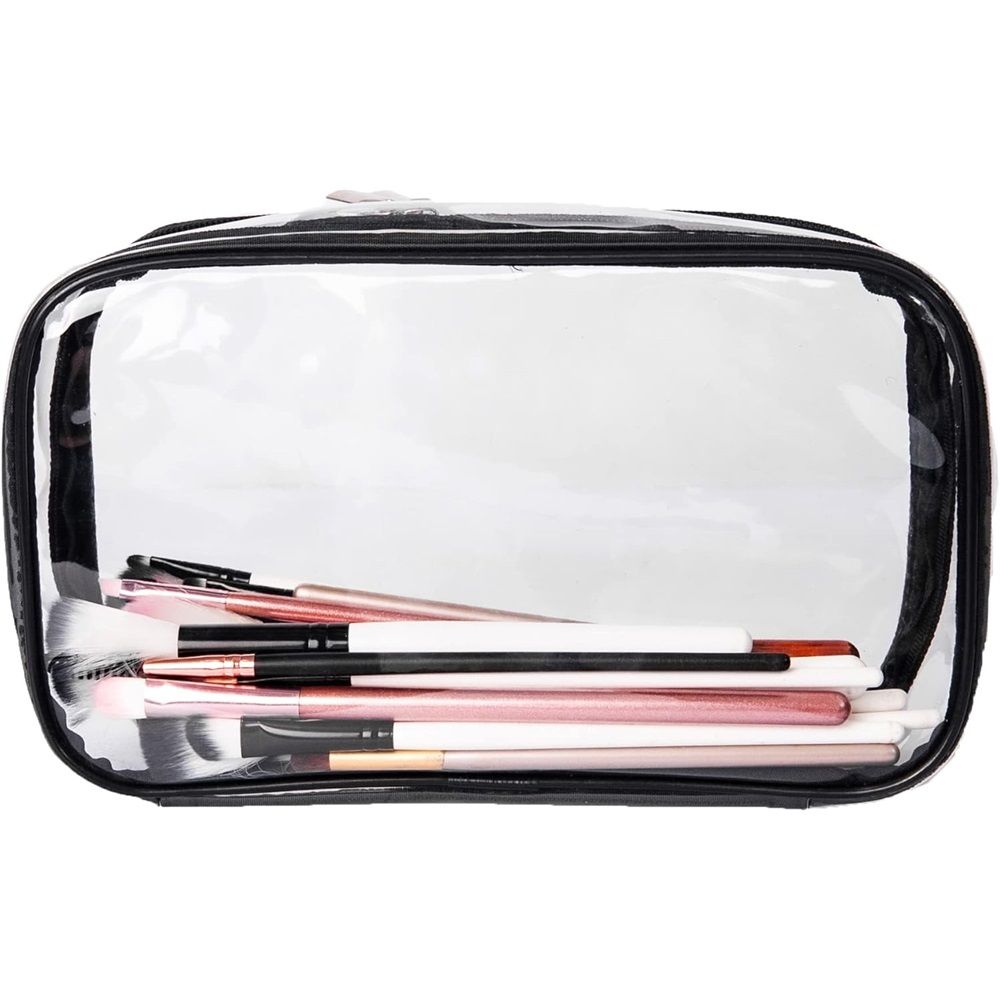 Large Cosmetic Bag for Women / Clear, See-Through Makeup, Hair & Nail Accessories Pouch for Travel or Home / Transparent PVC Plastic Organizer, Spacious — image 5