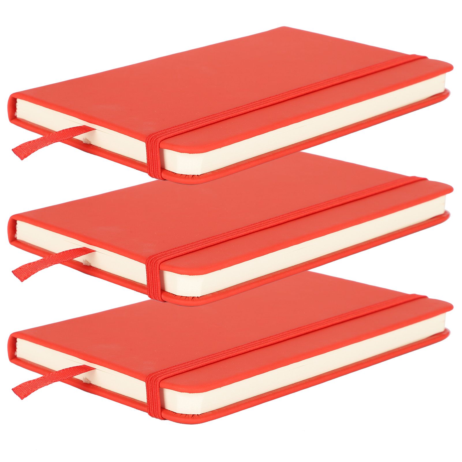 3Pcs PU A6 Business Notepad Hardcover Strap Notebook Diary Stationery Office School SuppliesRed — image 5