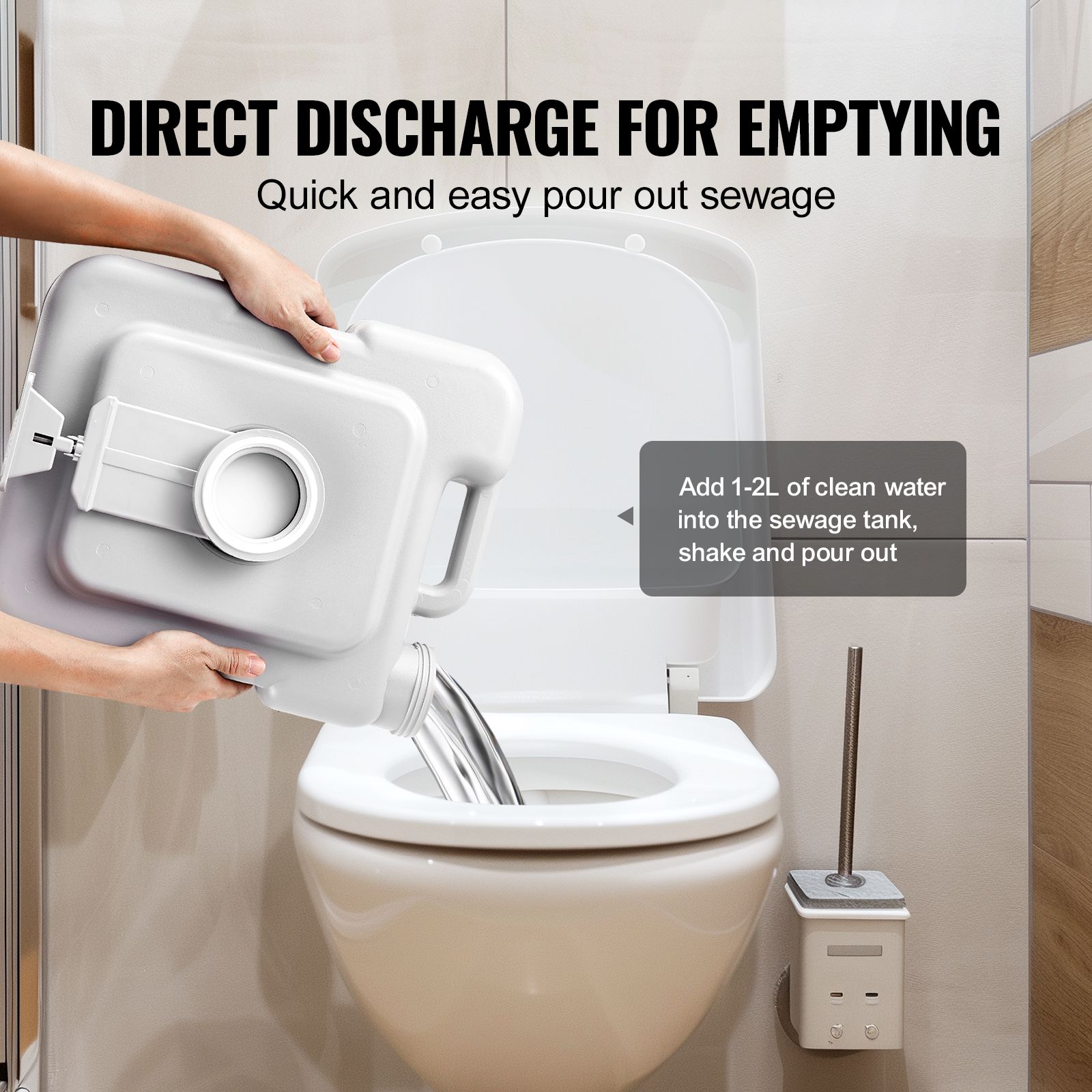 Portable Toilet for Camping, Porta Potty with Carry Bag, 5.3 Gal Waste Tank & 3.2 Gal Flush Tank, Push-Button Pressurized Flush Commode, Leak-proof and — image 5