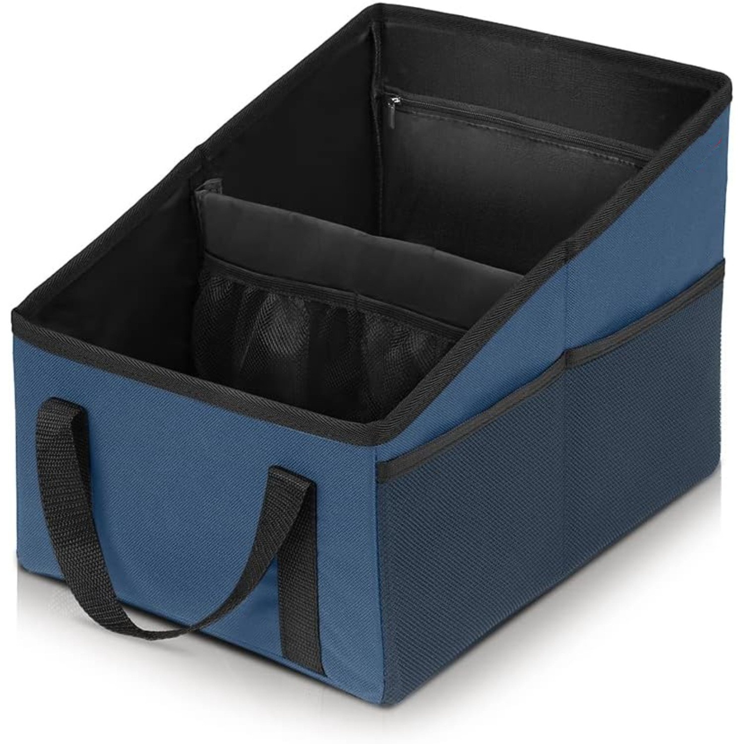 3-piece Blue Car Trunk Storage Box - Large Capacity Oxford Cloth Foldable Car Seat Organizer