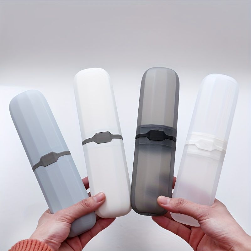 1pc Multifunctional Portable Travel Toothbrush Storage Box, Lightweight Gargle Cup & Toothpaste Holder for Travel, Home, Business & Camping White — image 3