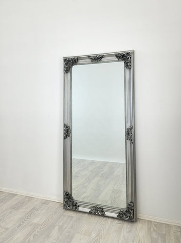 Deluxe French Provincial Ornate Mirror - Antique Silver - 90cm x 170cm — image 2