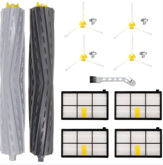 Replacement Accessory Kit Compatible with iRobot Roomba 800/900 Series - 1 Pair Main Brushes + 4 Side Brushes + 4 Filters + 1 Cleaning Tool - 11-Piece Set