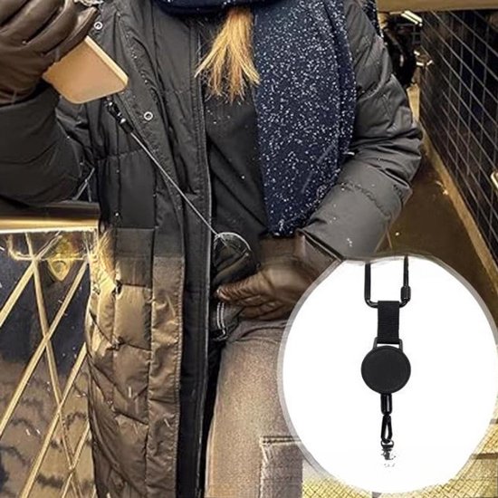 Extendable anti-theft phone buckle - 2-piece - Phone cord with carabiner - Suitable for travel and hiking - Phone accessories - Black โ image 4
