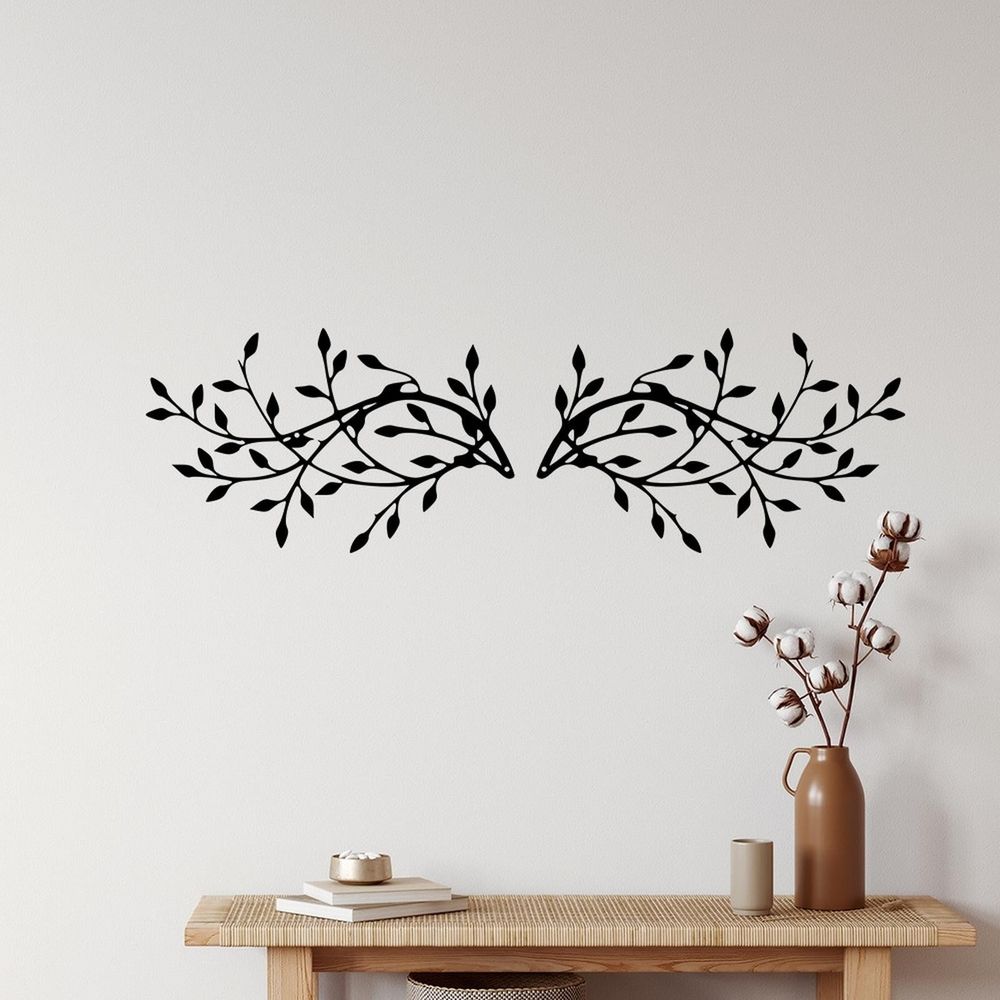 1 Pieces Metal Tree Leaf Wall Decor Vine Olive Branch Leaf Wall Art Wrought Iron Scroll Sculptures for Above the Bed, Living Room, Bathroom, Hallway, Office, Outdoor Decoration (Black)