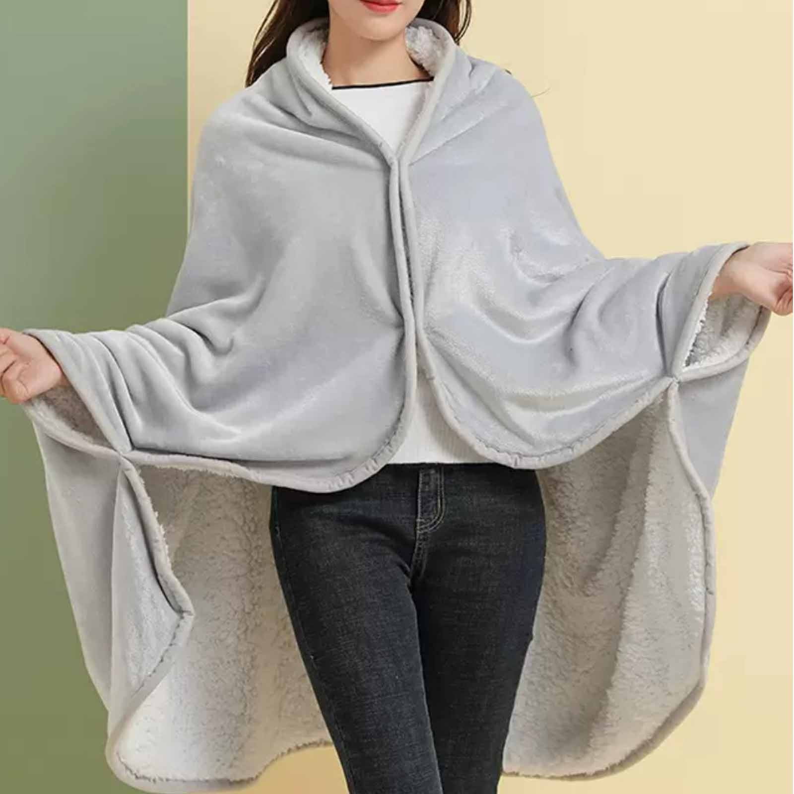 Double-Sided Wearable Blanket, Ultra Soft Flannel Shawl Blanket, Reversible Blanket for Women and Men, Throw Blanket for Home, Travel, Warm Present (31.5×47.2