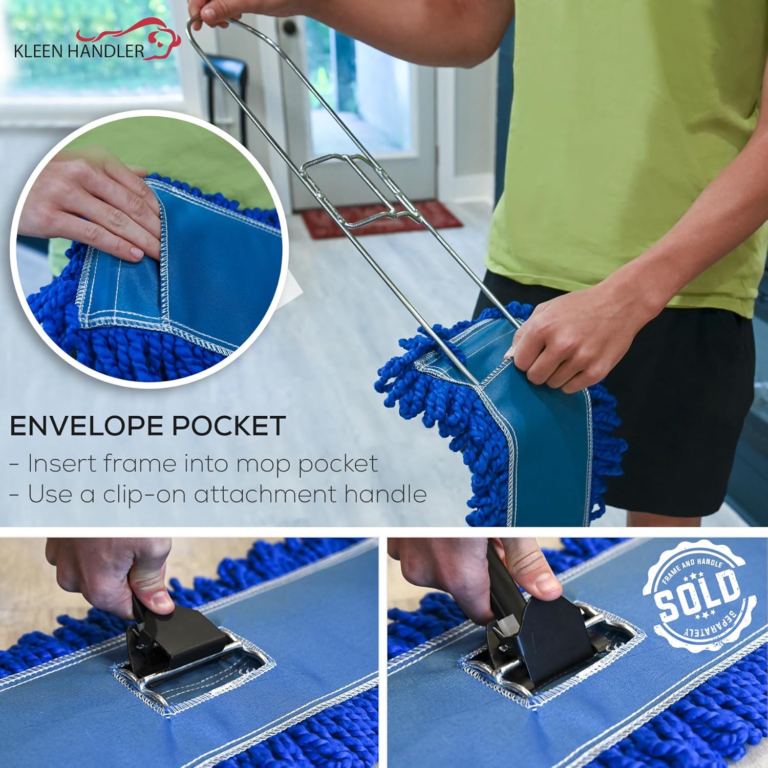 24 inch Microfiber Dust Mop | Medium Washable Commercial Mop Head Replacement, Pack of 3 — image 6