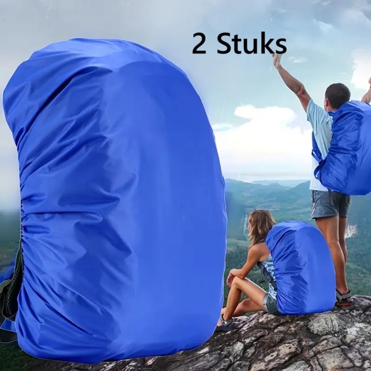 2x Rain Cover For Backpack | Backpack Rain Cover | Waterproof | Rain Cover Bag | Bag Protection Against Rain | 25-35 Liters | Blue