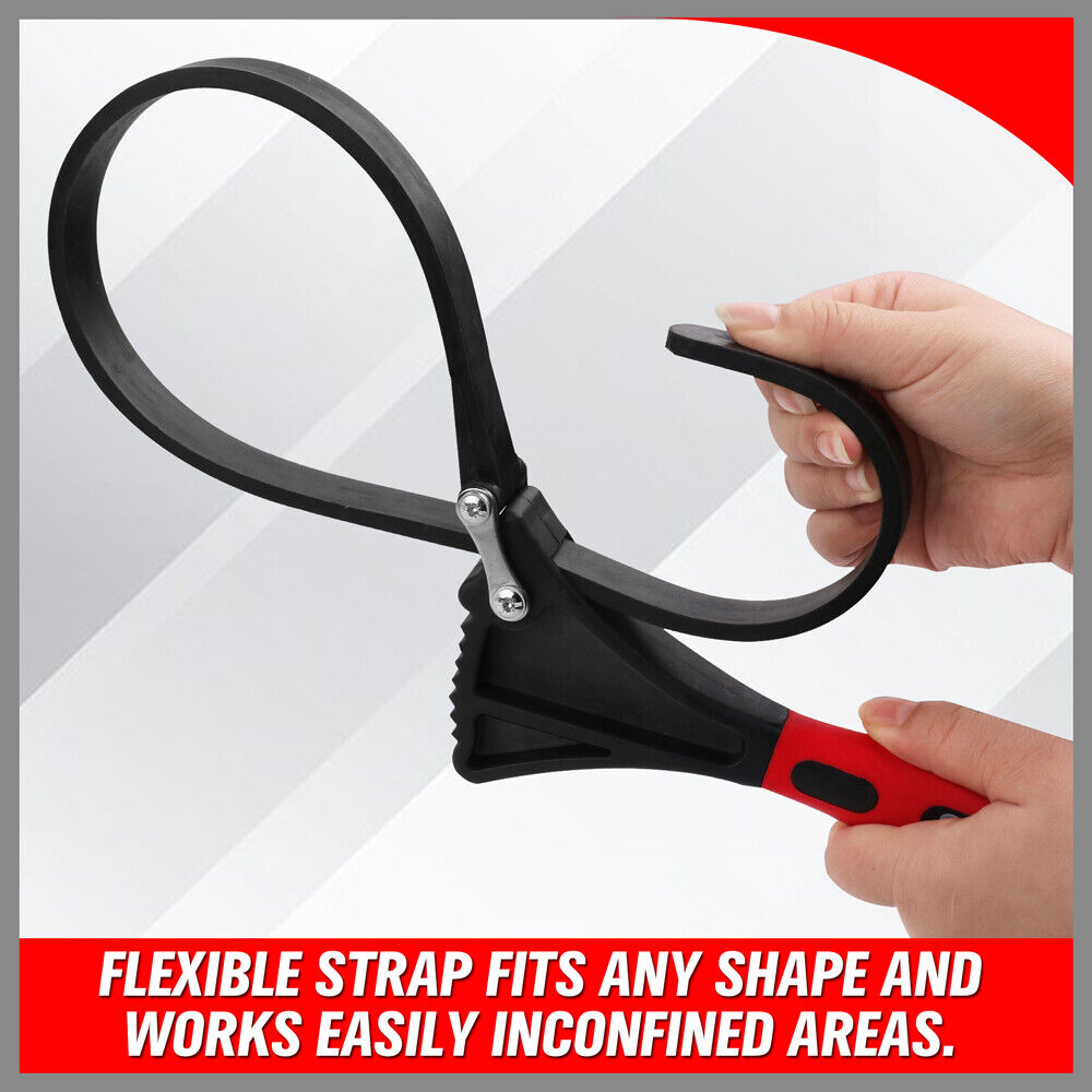 2x Rubber Strap Wrench Adjustable DIY Plumber Jars Hose Pipe Oil Filter Opener โ image 6