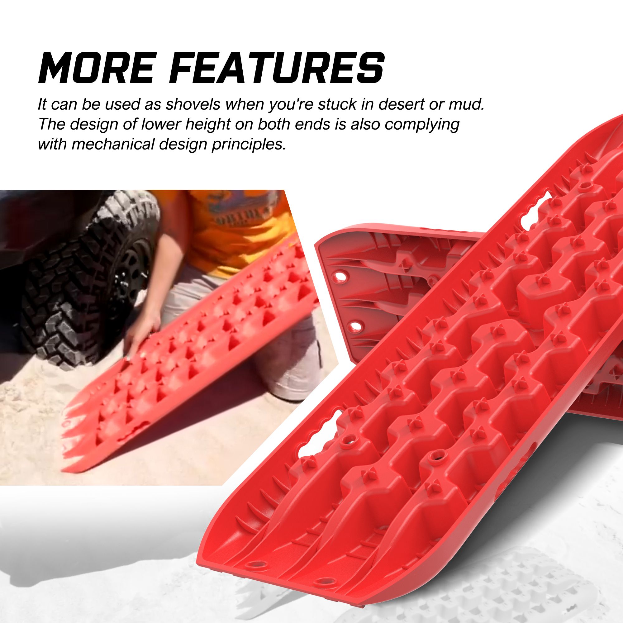 X-BULL Recovery tracks Boards 10T 2 Pairs Sand Mud Snow With Mounting Bolts pins Red — image 3