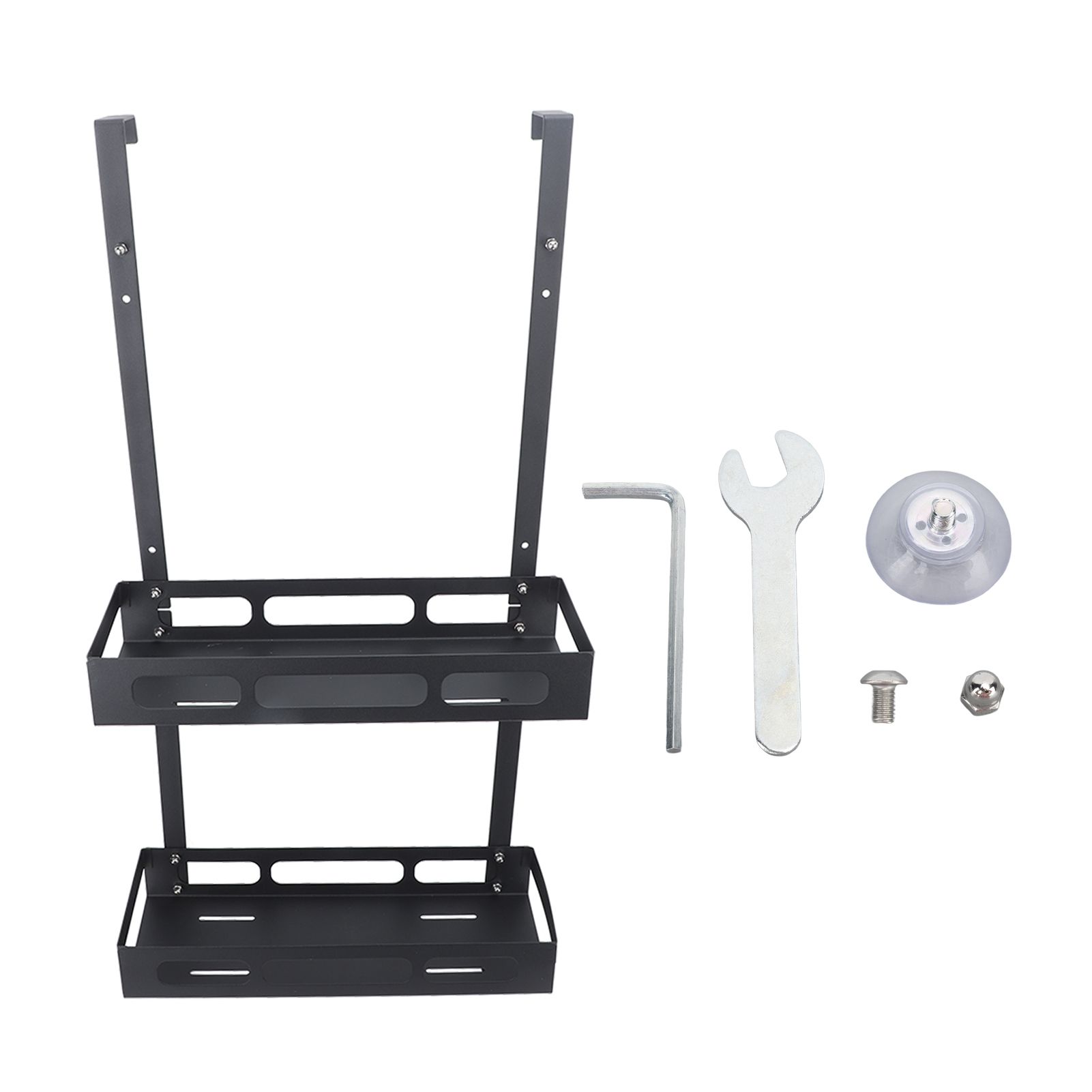 Bathroom Hanging Organizer Black Space Saving Iron Waterproof Multifunctional Shower Hanging Storage Caddy for Bath Products Shampoo Conditioner Model B Double Layer
