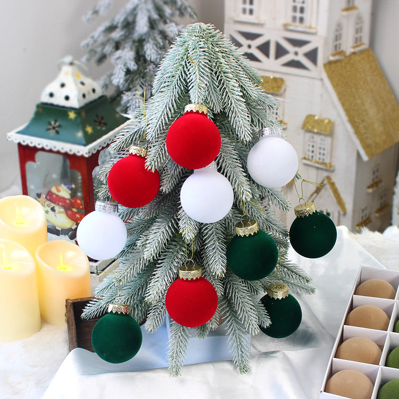 12-Piece Velvet Christmas Ornament Set - Classic Blue, Pink, and Yellow Baubles for Holiday Tree Decoration (6cm) โ image 2