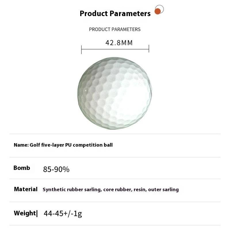3Pcs Five-Layer PU Golf Tournament Ball Durable High-Performance Ball for Professional and Recreational Play-White โ image 2