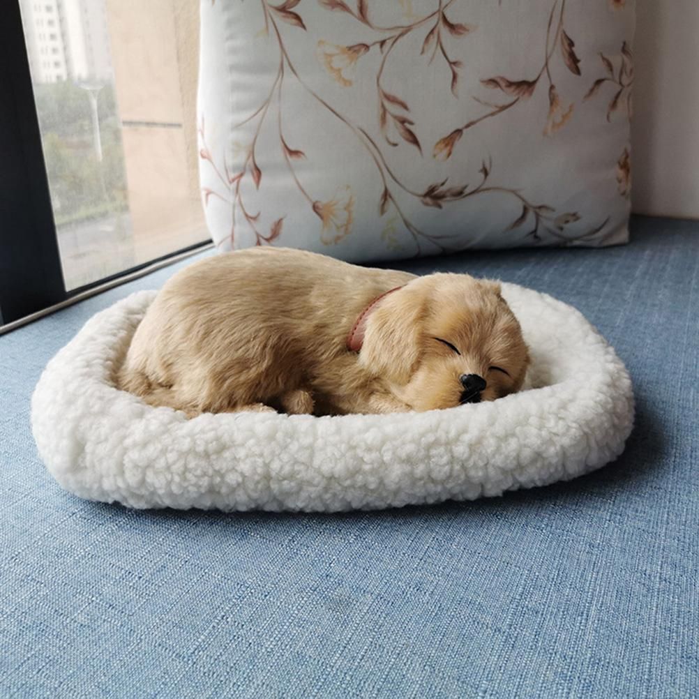 Realistic Sleeping Dog Toy Breathing Dog Stuffed Animal Doll with Mat Plush Toys for Children Home Ornament — image 4