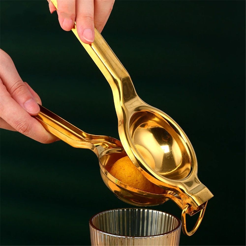 Stainless Steel Manual Squeezer Handheld Juicer Citrus Fruit Squeezer Manual Citrus Juicer Hand Press for Juicing Oranges, Pomegranate, Lemon (Gold) — image 2